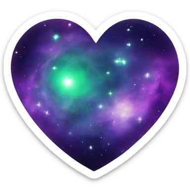 green and purple galaxy heart sticker