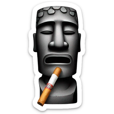 Moai emoji with ciggerate emoji sticker