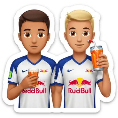 Red bull energy drink imogi for soccer players drinking red bull energy drink while playing soccer sticker