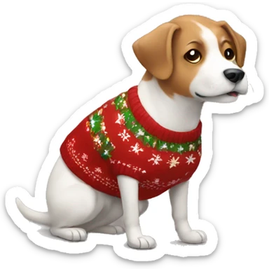 dog in a christmas sweater sticker