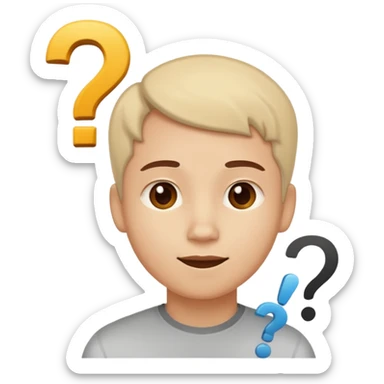 Una persona pensativa, que este feliz con un signo de interrogación arriba de la cabeza sticker