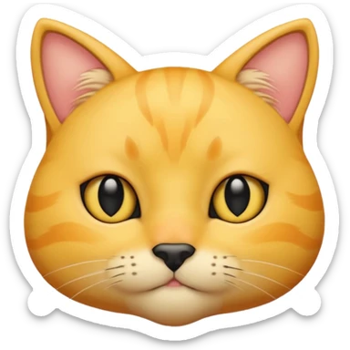 a bright yellow cat head with black eyes and not too chubby cheeks and looks exactly like the youtuber thinknoodles and a black nose and doesnt look realistic sticker