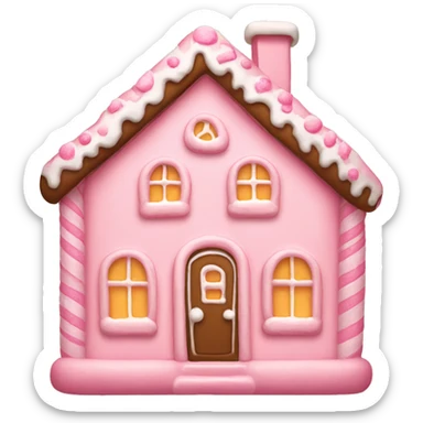 Cosy light pink gingerbread house  sticker