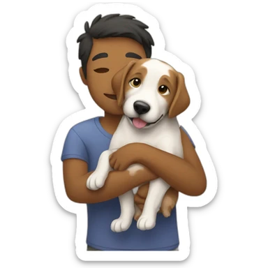 Human hugging dog sticker