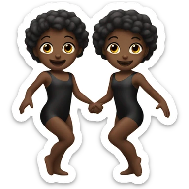 dark brown skin dancing twins with black leotards sticker