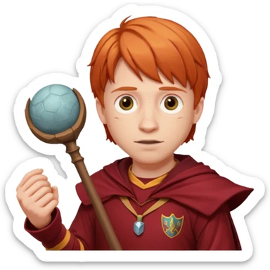 ron weasley with Quidditch Clothes with Quaffle in his hands sticker