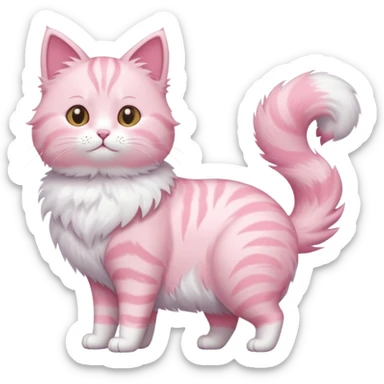 cute pink cat, full body. different body shape, side view. sticker