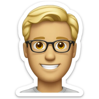 Handsome  blond man with short hair and persol glasses and grin sticker