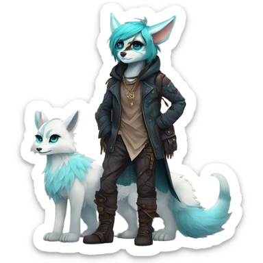 Cool cute Kawaii edgy fantasy animal  fursona Fionbri by griffsnuff & LiLaiRa & Falvie full body sticker