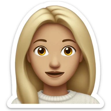 Dark-blonde girl witn brown eyes in white sweater  sticker