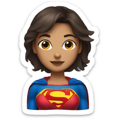 Brune girl with a superwoman costume sticker