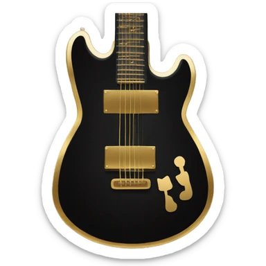 black guitar with gold gutiar string sticker