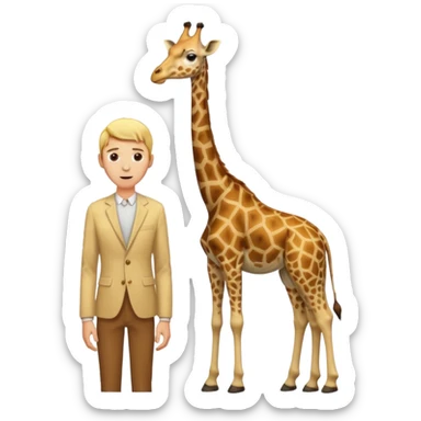 Very skinny blonde man with giraffe sticker