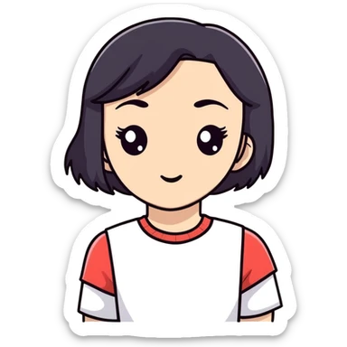 Wasian black hair girl heart eyes sticker
