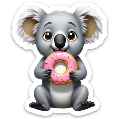 Koala eating a donut sticker
