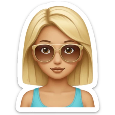 girl with sunglasses above her head sticker