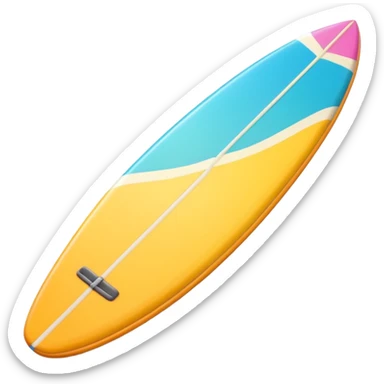 surfboard icon, tropical surfboard, glossy texture, bright colors, cute mobile game icon style, 3D cartoon, soft shadows, clean background, no text, no watermark sticker