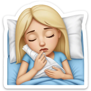 Woman In bed with sinus pain  sticker