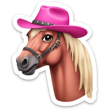 Pink horse with western hat sticker