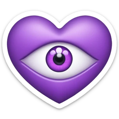 a purple heart with one symmetrical eye sticker