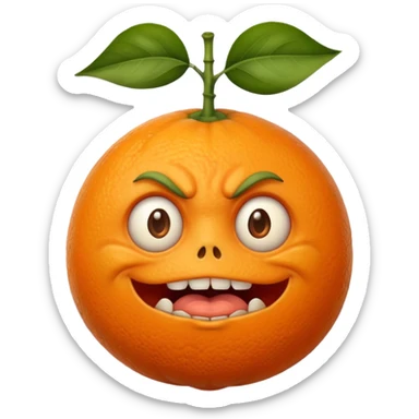 Orange with ugly face sticker