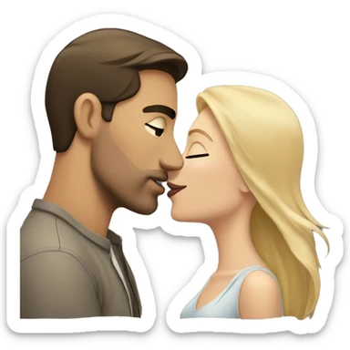 Brunette man kissing blonde woman sticker