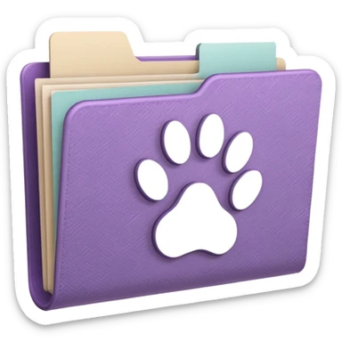 a pastel folder of documents with a pawprint on it sticker