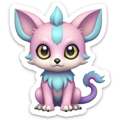 Adorable colorful chibi pastel edgy fantasy animal hybrid Fakemon full body, big Eyes sticker