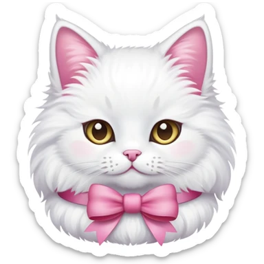 white cat with a pink bow sticker