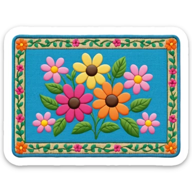a doormat with floral patterns sticker