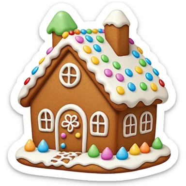 cute gingerbread house cookie with white icing sticker