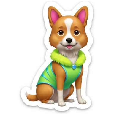 DOG wearring neon fashion dress sticker