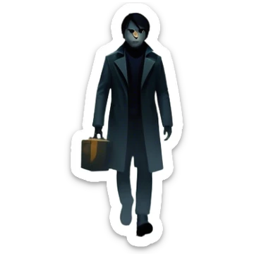 Icon for Thriller Movie: A dramatic movie poster-style design with dark, moody lighting. Include a shadowy figure, eerie silhouettes, and tense elements like a flickering street lamp, a lone figure walking through fog, and a tense cityscape. Intense, suspenseful atmosphere. Transparent background. sticker