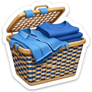 LAUNDRY white BASKET WITH FOLDED blue CLOTHES sticker