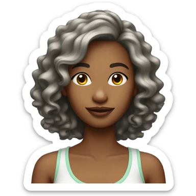 Coquette Girl with wavy silky hair and tank top outfit sticker