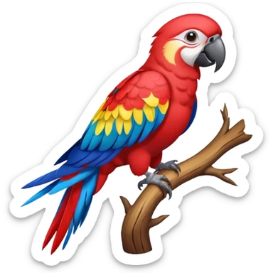 colorful parrot perched on branch sticker