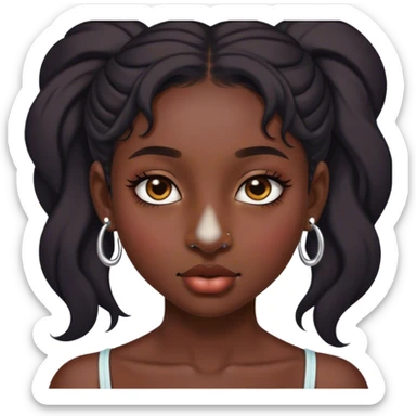 Dark skin girl with double nose piercing  sticker