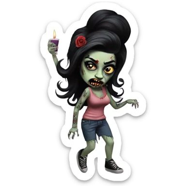 amy winehouse zombie dancing with tattoos sticker