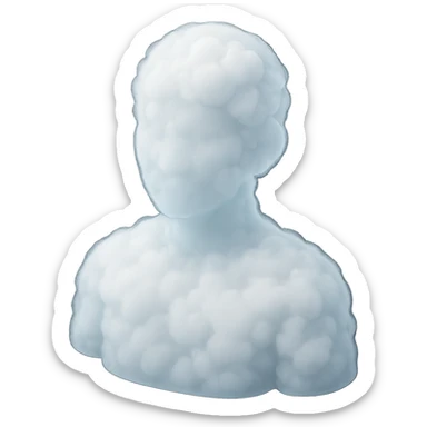matte glass style, person shoulders up, front view, entirely made of white fluffy clouds sticker