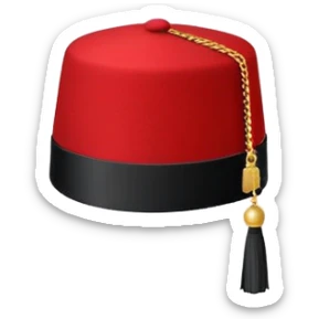 classic red fez hat with black tassel sticker