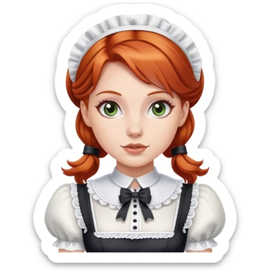 Redheaded woman and a French maid outfit sticker