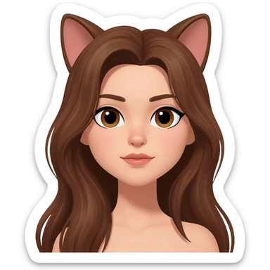 Cat woman caractère with long hair and brown eyes sticker