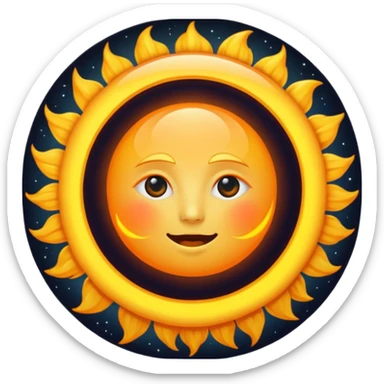 Eclipse – Dark moon covering sun, glowing corona sticker