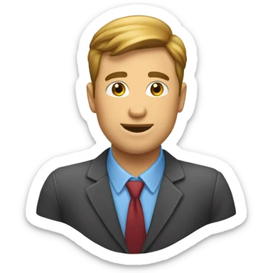 un homme assis derriere un bureau sticker