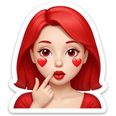 Emoji, girl's face blowing a kiss, puckered lips, small heart sticker