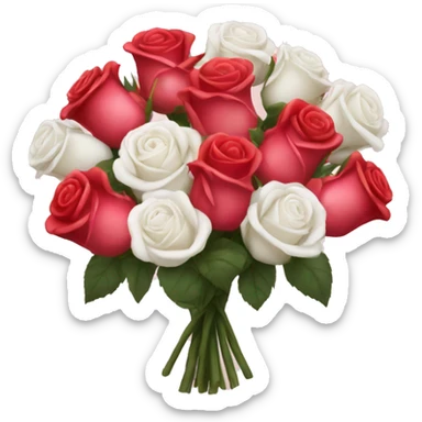 Pink red white bouquet of roses sticker