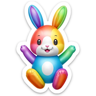 easter rainbow inflatable bouncy bunny sticker