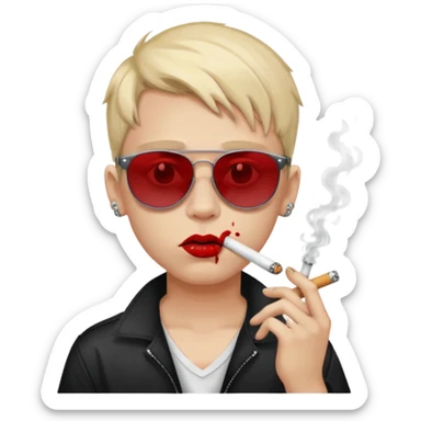 boy with piercing sunglasses blood smoking cigarette sticker