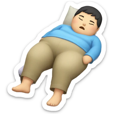 fat asian teenager sleeping sticker