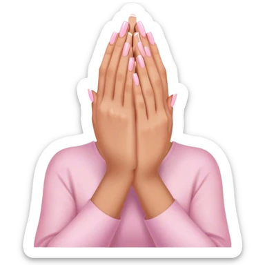 praying hands emoji with light pink acrylic nails sticker